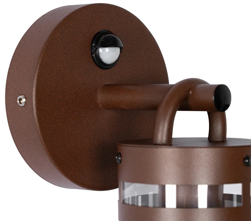 Външна стенна лампа ръждяво кафява IP44 с датчик за движение - Ruben