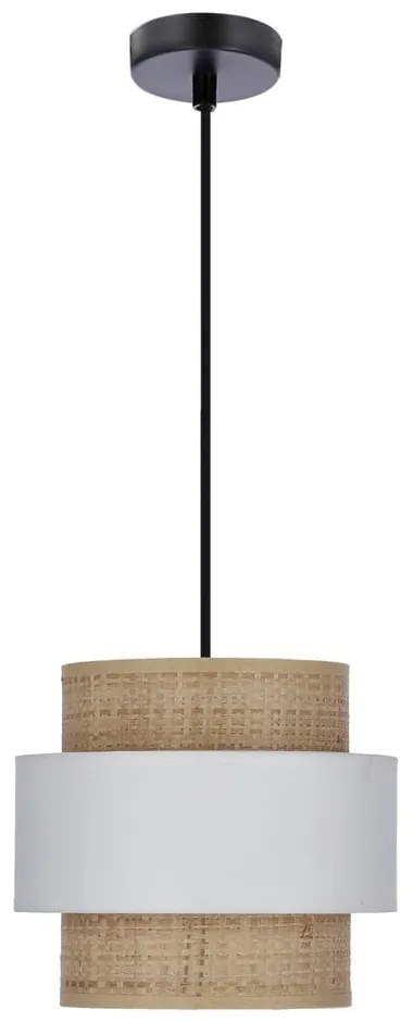 Висяща лампа с абажур от ратан в бял и естествен цвят ø 20 cm Rattan - Candellux Lighting