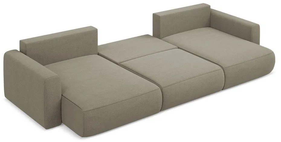 Светлокафяв разтегателен ъглов диван с място за съхранение (U форма) Kapua – Makamii