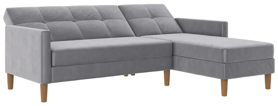 Светлосив кадифен ъглов диван Lilly – Støraa