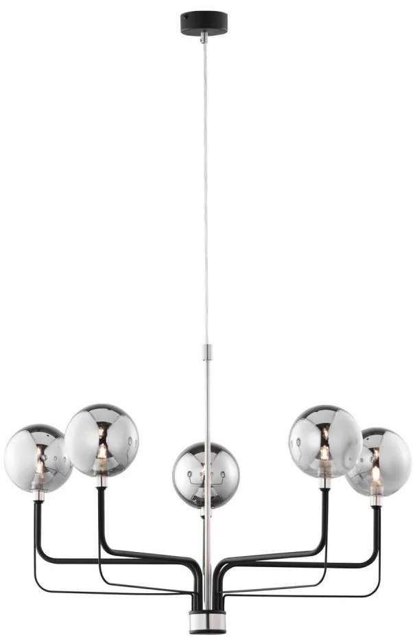 Jupiter 1888 - Подвесен полилей ERIS на кабел 5xG9/14W/230V матов хром/черен/димно сиво