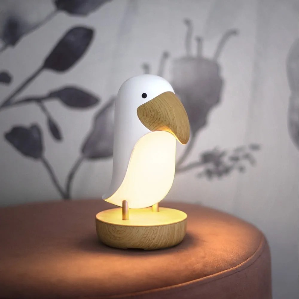 Бяла и кафява LED детска нощна лампа Toucan – Star Trading
