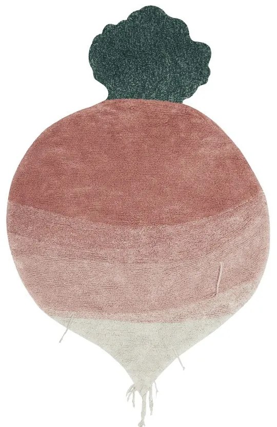 Розов ръчно изработен памучен детски килим подходящ за пране 100x150 cm Ramona the Radish – Lorena Canals
