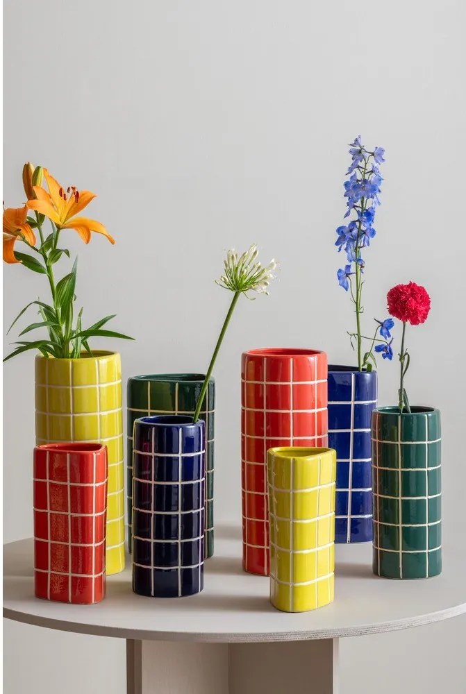 Синя керамична ваза (височина 30 cm) Retro Tiles – PT LIVING