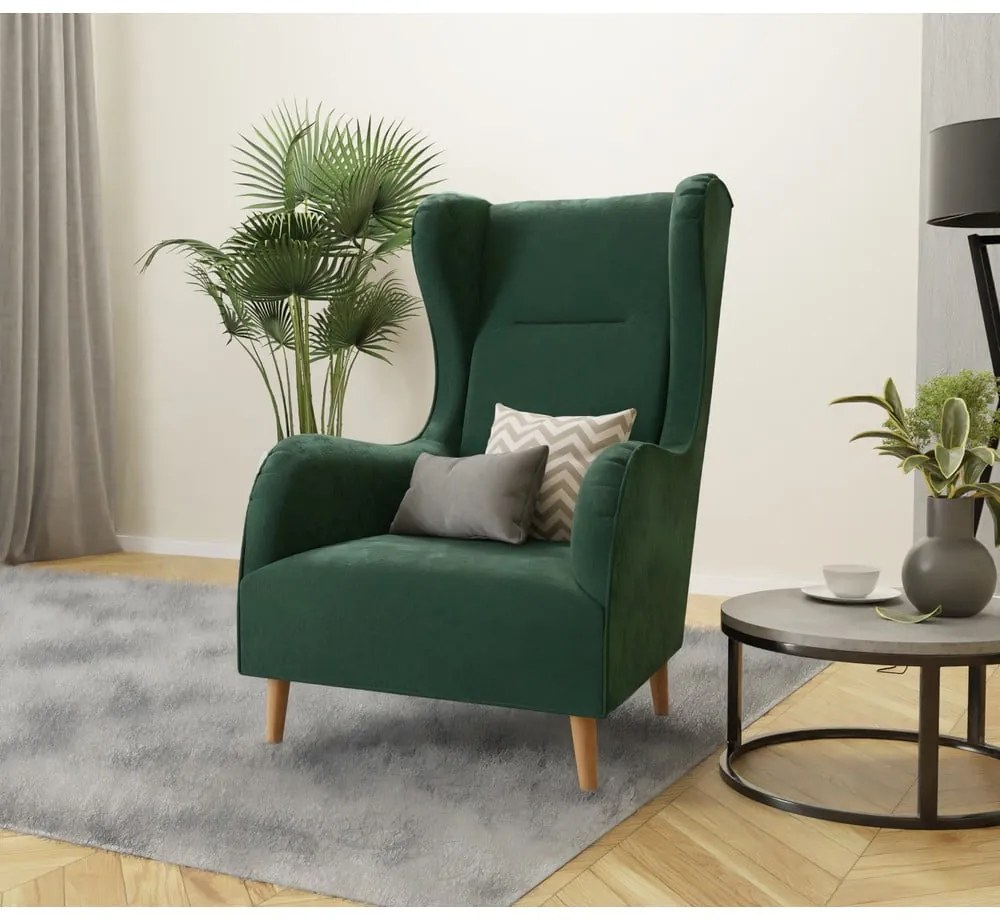 Тъмнозелено кадифено кресло Carole - Ropez
