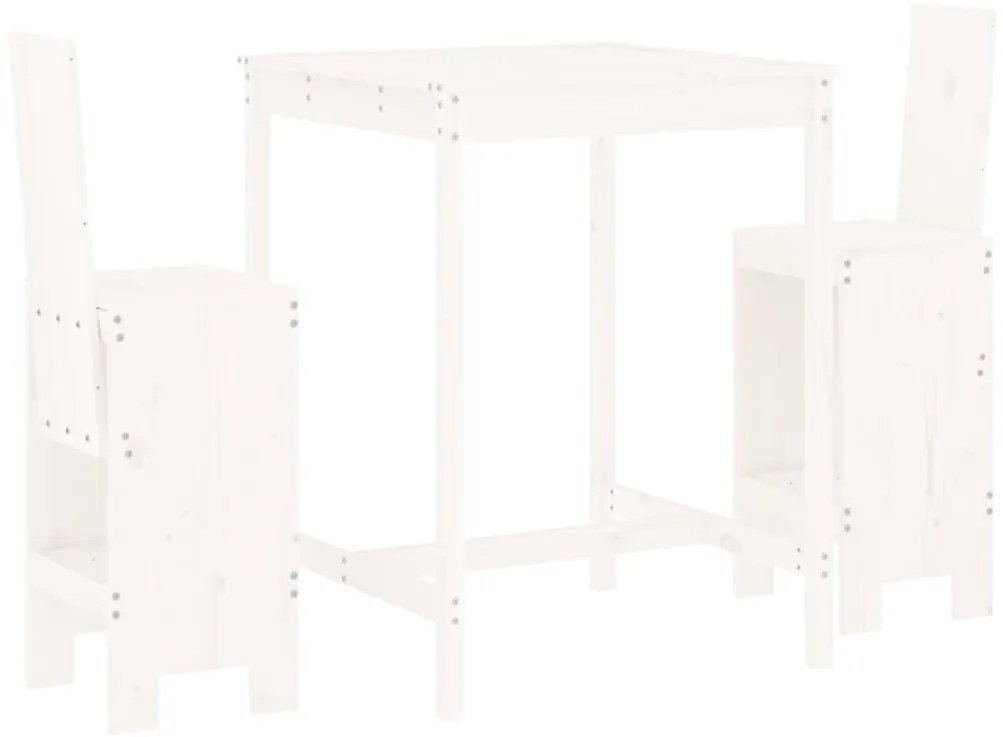 3157764 vidaXL Градински бар комплект от 3 части, бял, масивно дърво бор