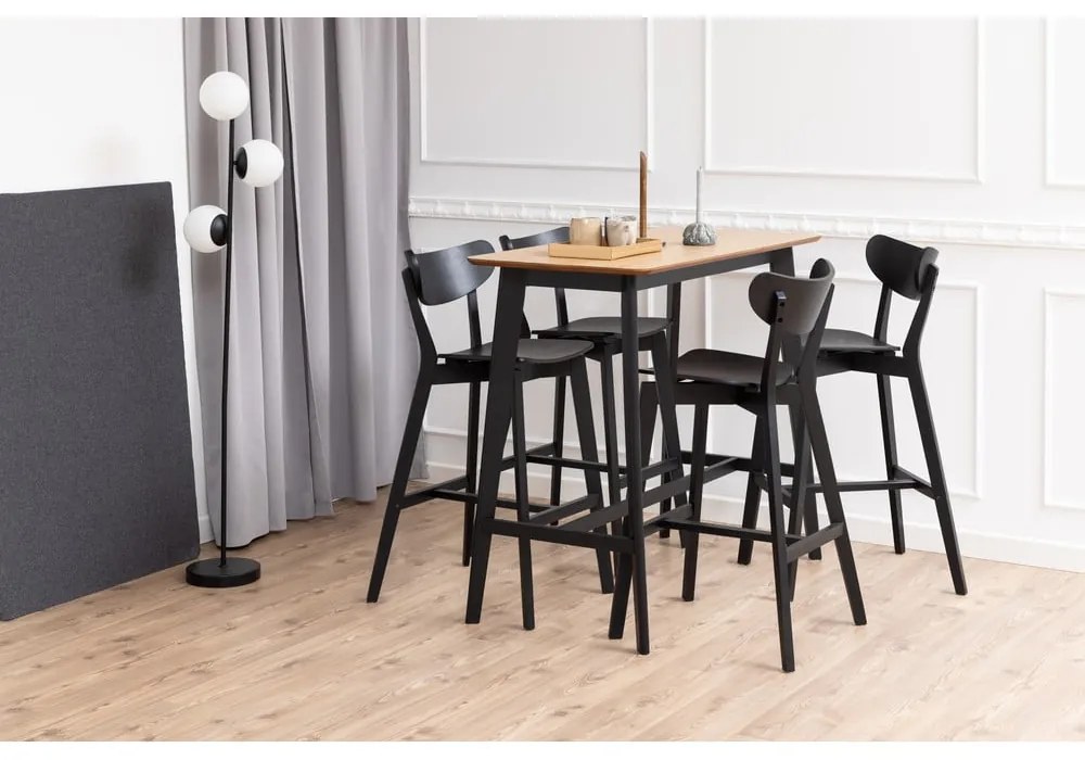 Черни дървени бар столове от каучук в комплект от 2 броя 105 см Roxby - Actona