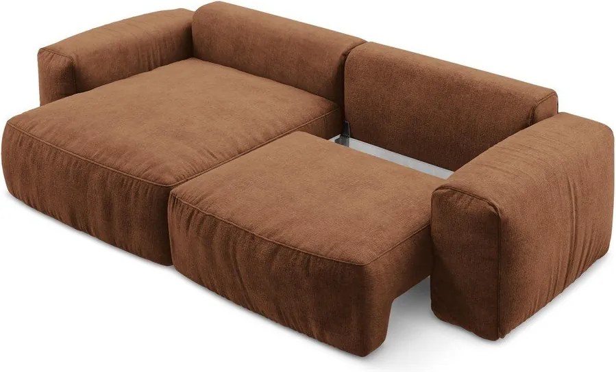 Теракотен шенилов сгъваем ъглов диван (ляв ъгъл) Kuki – Makamii
