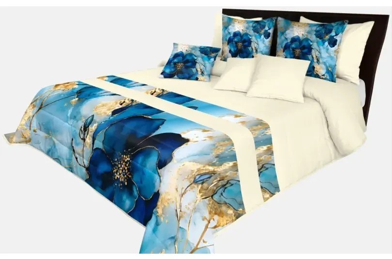 Декоративна покривка за легло с дръзки сини цветя Ширина: 200 см | Дължина: 220 см