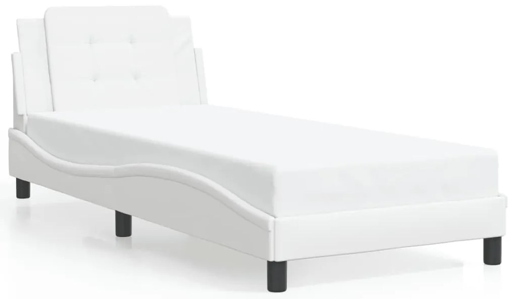 3208157 vidaXL Рамка за легло без матрак Zadar, бяла, 90x200 см, изкуствена кожа