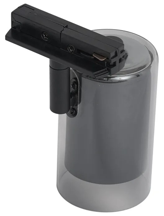 Модерен прожектор черен с димно стъкло за 1-фазна релсова система - Iconic Lloyd