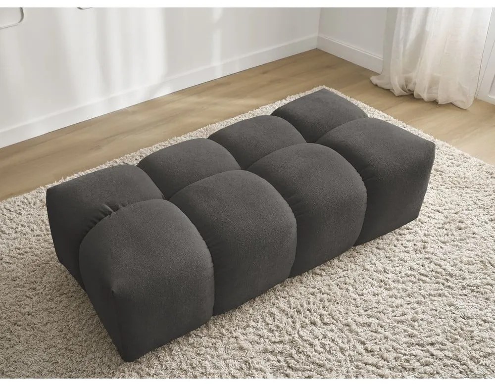 Тъмносива табуретка от прежда с примки от букле Everest – Bobochic Paris