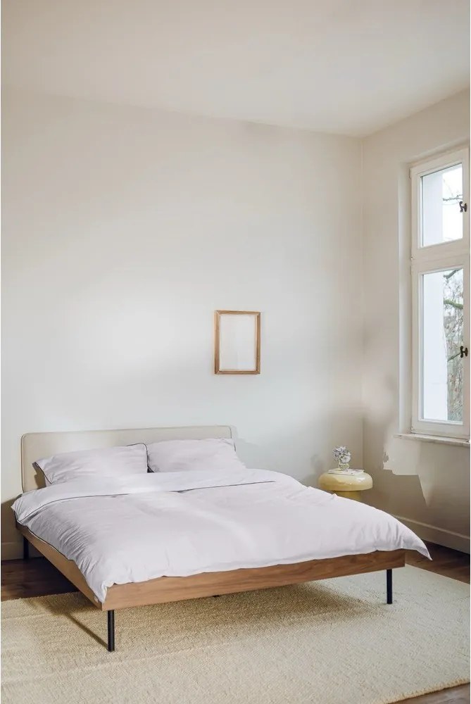 Двойно легло 200x200 cm тапицирано/ПДЧ от декор от орех с включена подматрачна рамка в тъмно естествен цвят Streiko – noo.ma