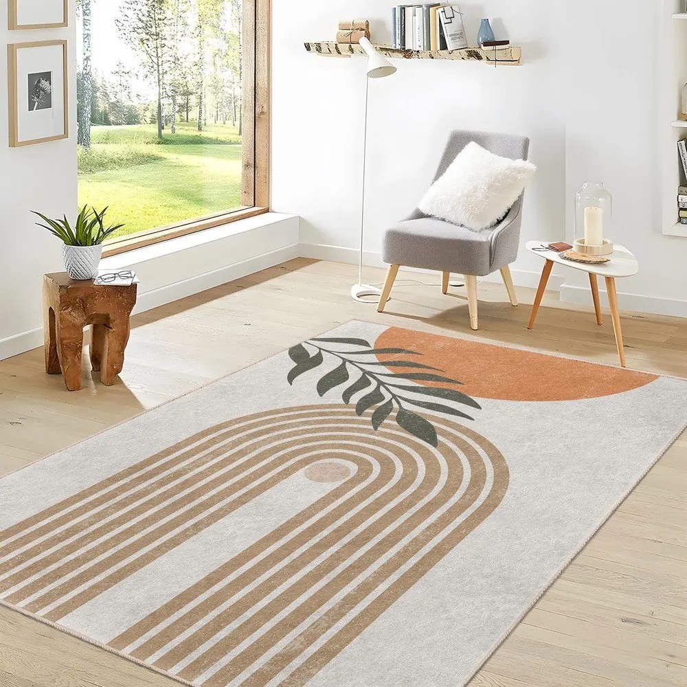 Кремав килим подходящ за пране 80x150 cm Dot Arch – Mila Home