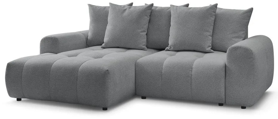 Сив шенилов разтегателен ъглов диван с място за съхранение (ляв ъгъл) Roxelane – Bobochic Paris