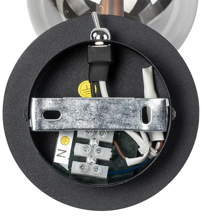 Ръстичен прожектор черен регулируем с опушено стъкло - Атина