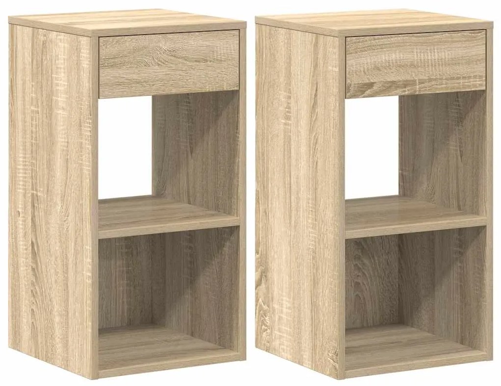 858718 vidaXL Нощни шкафчета с чекмеджета, 2 бр, дъб сонома, 35x34x66,5 см
