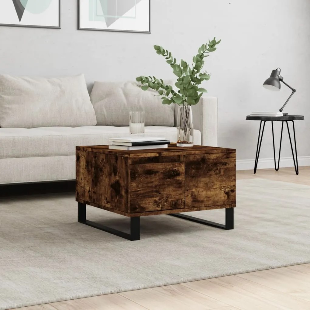 830769 vidaXL Кафе маса, опушен дъб, 55x55x36,5 см, инженерно дърво