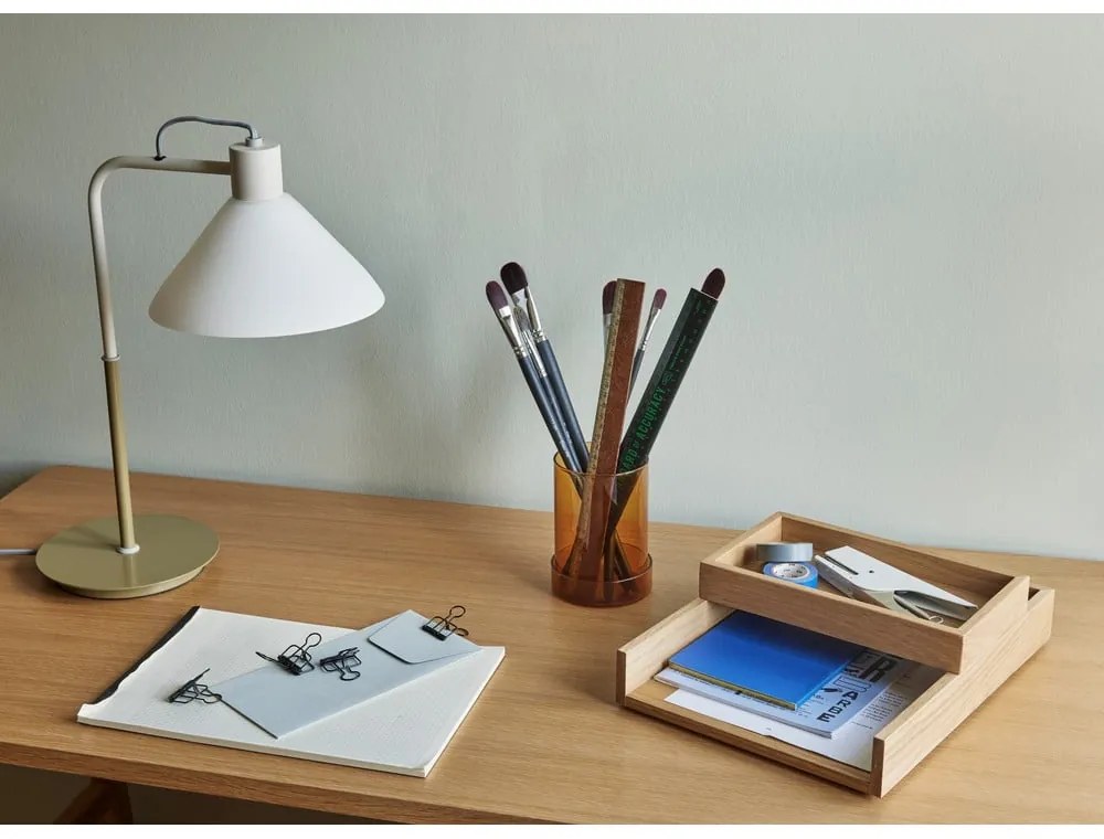 Бяла настолна лампа със стъклен абажур (височина 44 cm) Spot – Hübsch