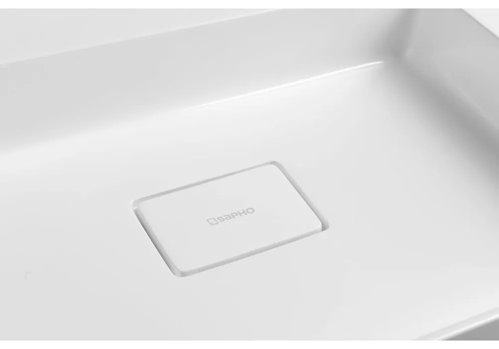 Бял двоен умивалник от отлят мрамор 96x44 cm Godiva – Sapho