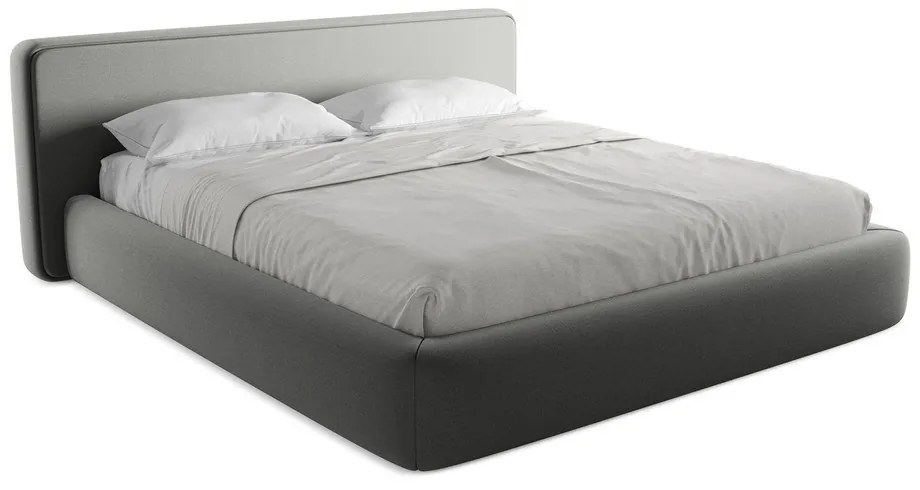 Сиво двойно тапицирано легло с място за съхранение и включена подматрачна рамка 180x200 cm Kiana – Makamii