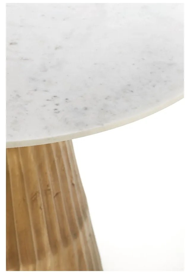 Кръгла маса за хранене в бяло и бронз с мраморен плот ø 100 cm Leyda - Light &amp; Living