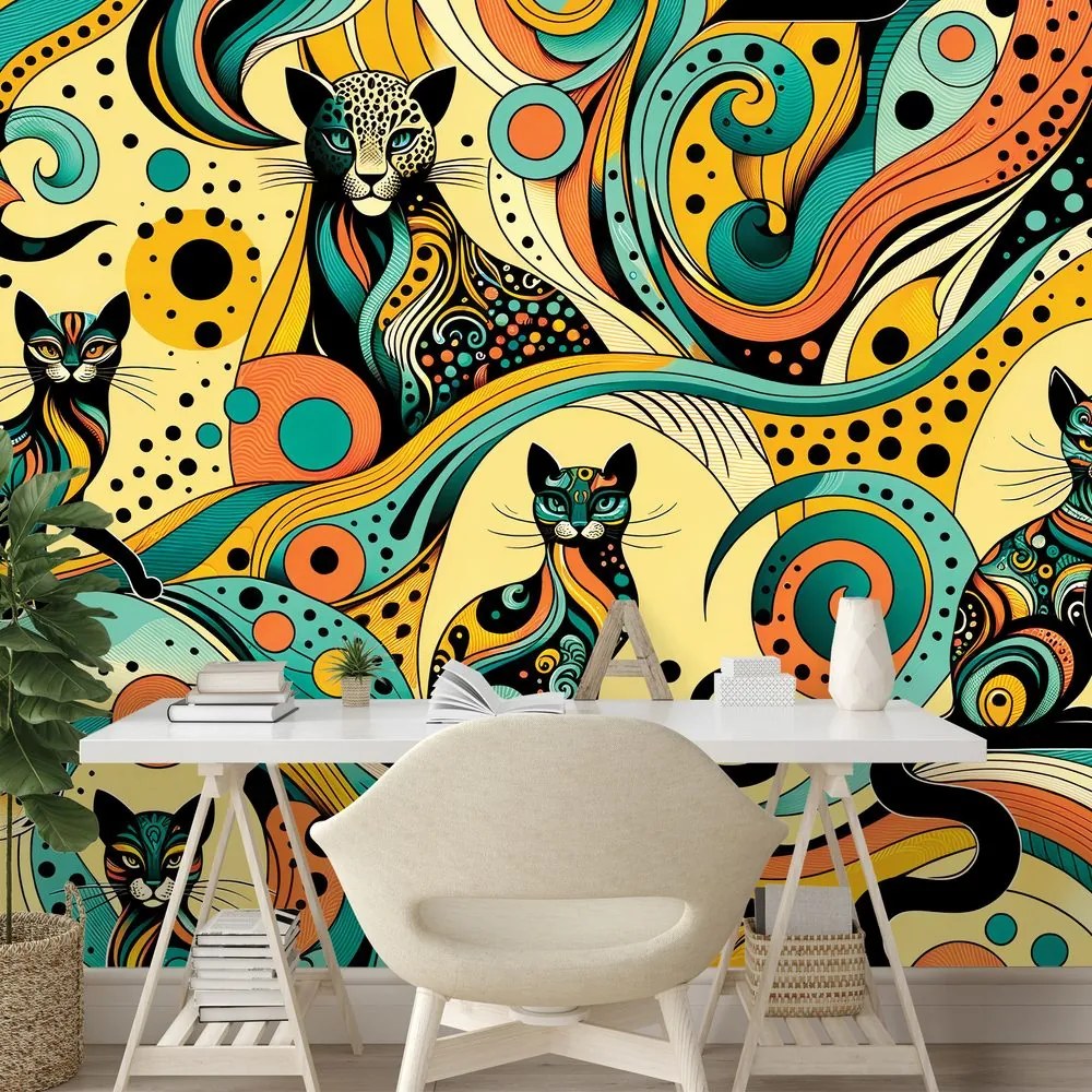 Фототапет – Цветни абстрактни котки