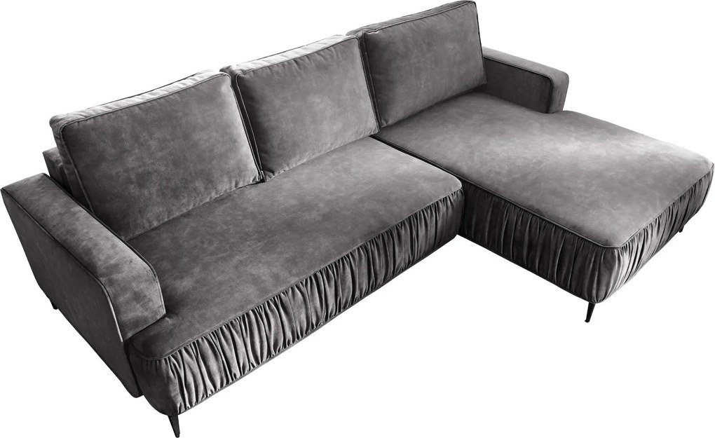 Ъглов диван Lavar-Тъмно сиво-Десен