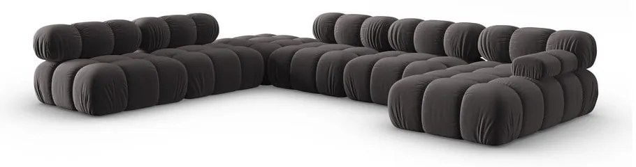 Тъмносив кадифен диван 379 cm Bellis - Micadoni Home