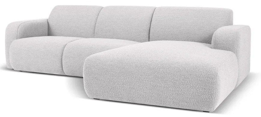Светлосив ъглов диван от плат букле (десен ъгъл) Molino - Micadoni Home