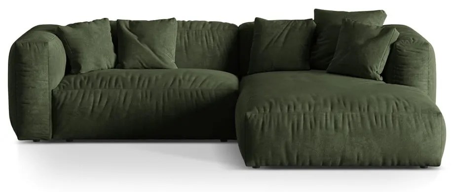 Зелен кадифен модулен ъглов диван (десен ъгъл) Martina – Micadoni