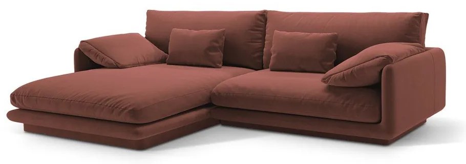 Розов кадифен ъглов диван (ляв ъгъл) Torino – Micadoni