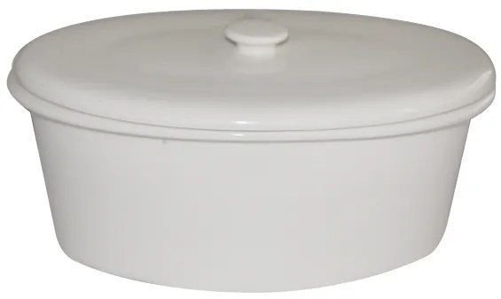 Horecano - Керамична касерола с капак елипсовидна бяла 23x15x8см (XF537) - Китайски порцелан