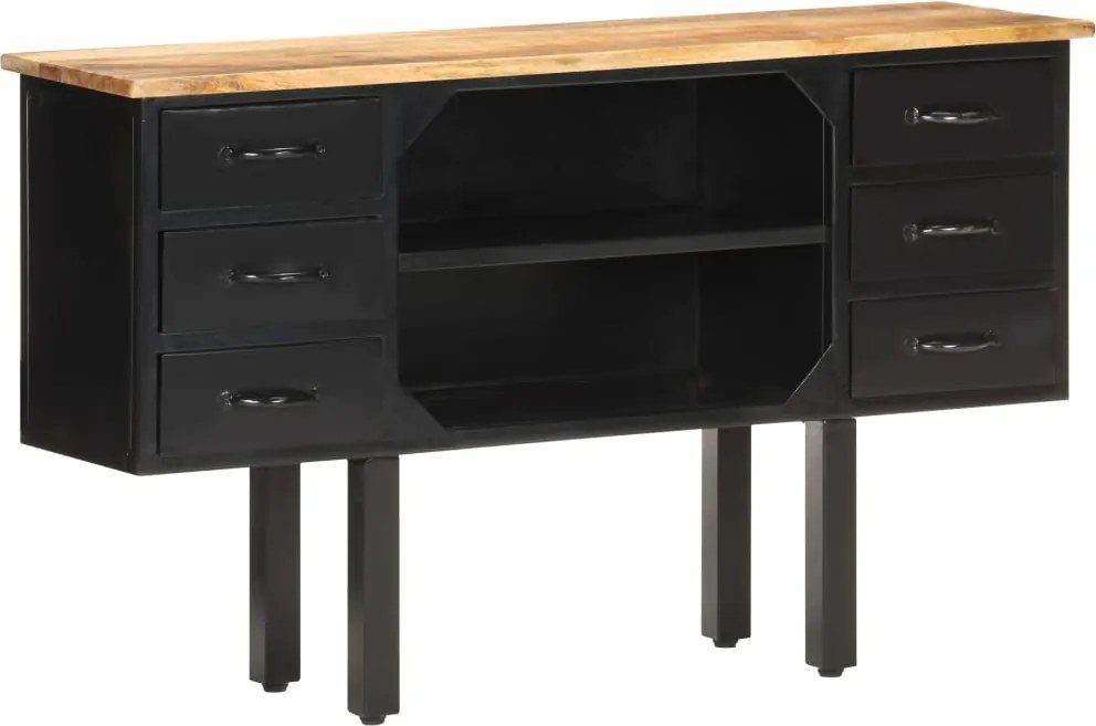 321571 vidaXL Сайдборд, 110x30x65 см, грубо мангово дърво масив и стомана