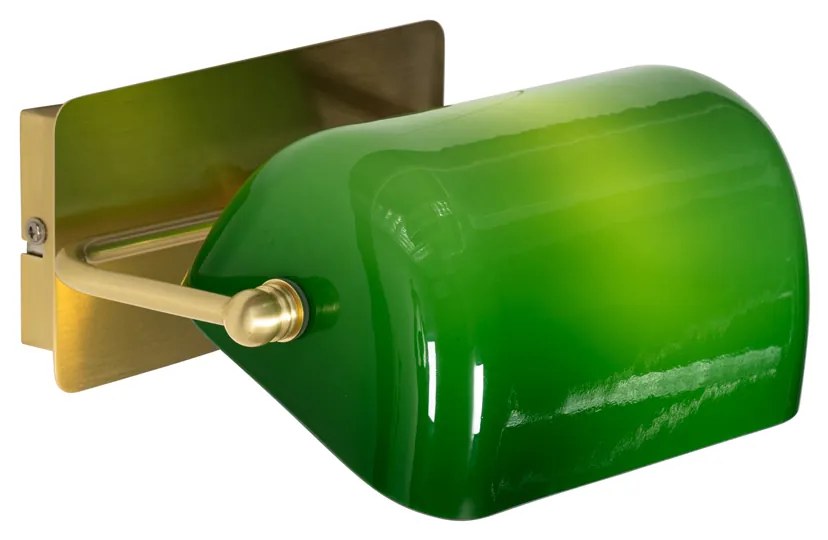 Класически стенен аплик месинг със зелено стъкло - Banker