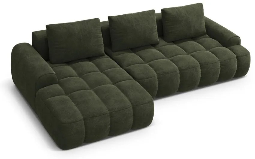 Зелен кадифен сгъваем/с място за съхранение ъглов диван (ляв ъгъл) Linz – Cosmopolitan Design
