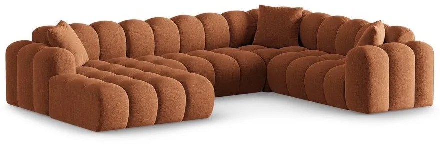 Теракотен шенилов ъглов диван (десен ъгъл/U форма) Treno – Cosmopolitan Design