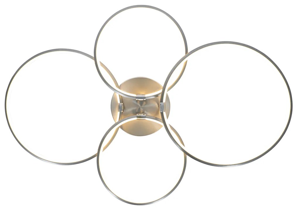 Таванна лампа от стомана с LED 3-степенна димираща 4-светлина - Joaniqa