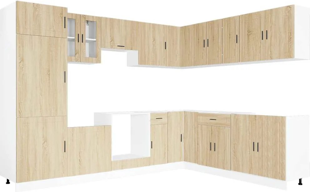 3314994 vidaXL Комплект кухненски шкафове от 14 части Porto, инженерно дърво