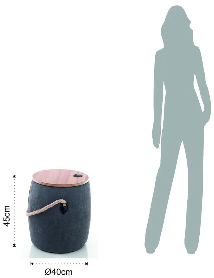 Сив пуф с място за съхранение Barril - Tomasucci