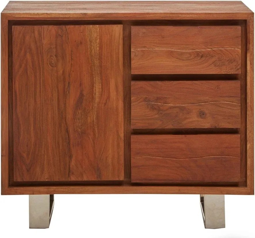 Скрин от масивна акация в тъмно естествен цвят 92x82x40 cm Simla – Premier Housewares