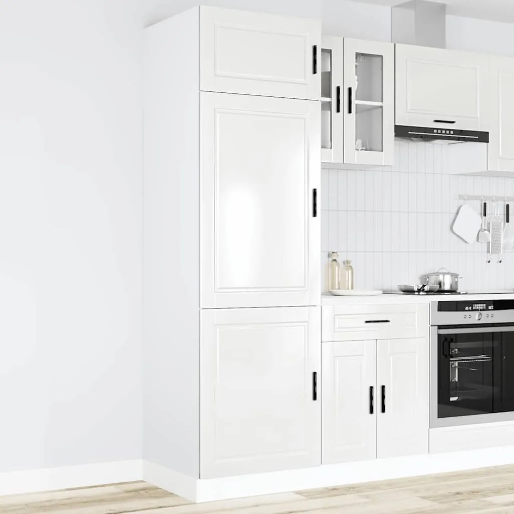 854109 vidaXL Кухненски шкаф Porto, бял гланц, инженерно дърво