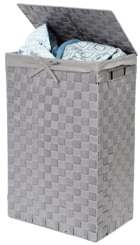 Сив кош за пране с капак Кош за пране от лен, височина 60 cm - Compactor