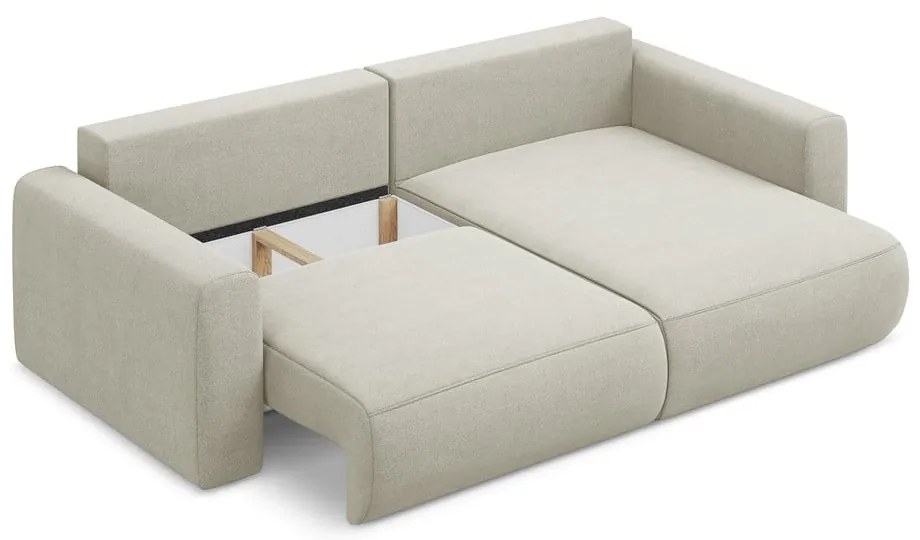Бежов разтегателен ъглов диван с място за съхранение (десен ъгъл) Kapua – Makamii