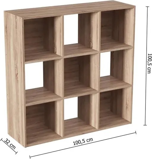 Рафт 5five Mix'n Modul, 9 отделения, MDF, 101x32x101 cm - Дървесен