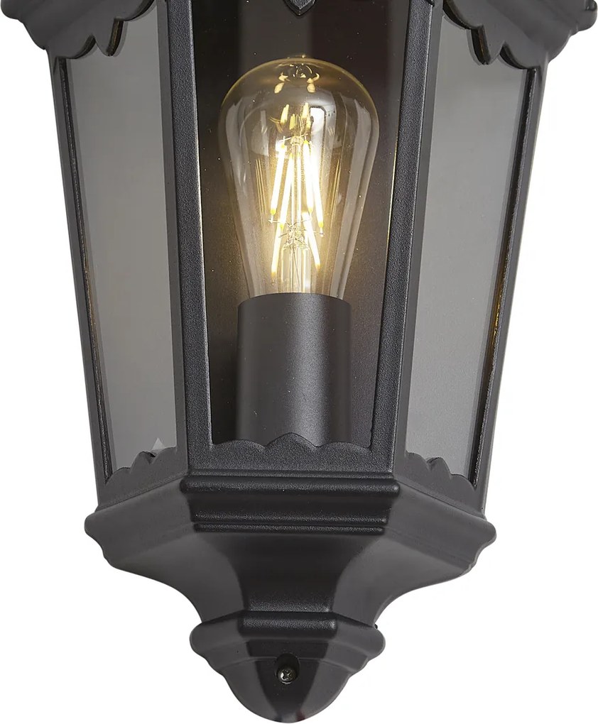 Класически външен стенен фенер черен IP44 - Havana Half