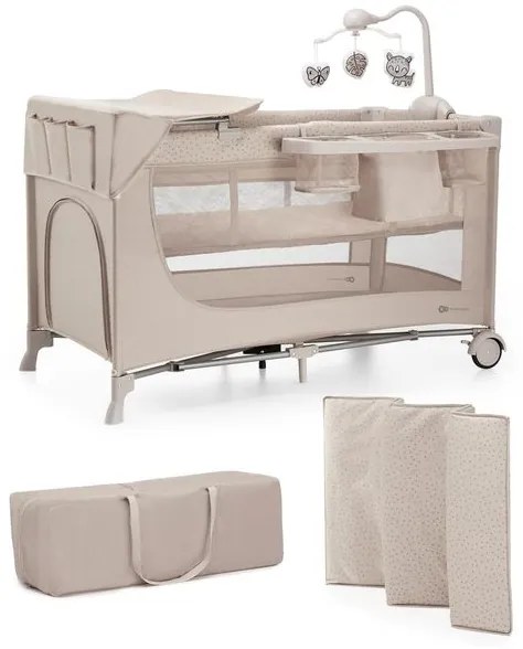 Бебешка кошара 2 нива Joy FULL KINDERKRAFT - Beige