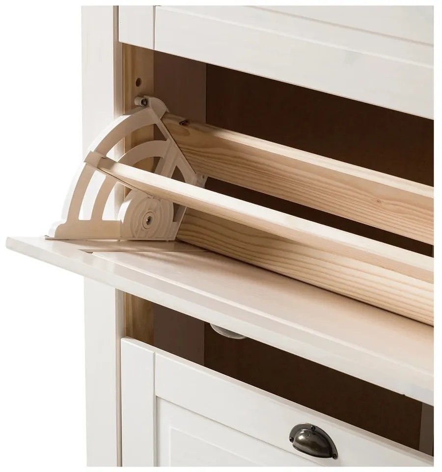 Бяла накланяща се стойка за обувки от масивен бор Toby – Støraa