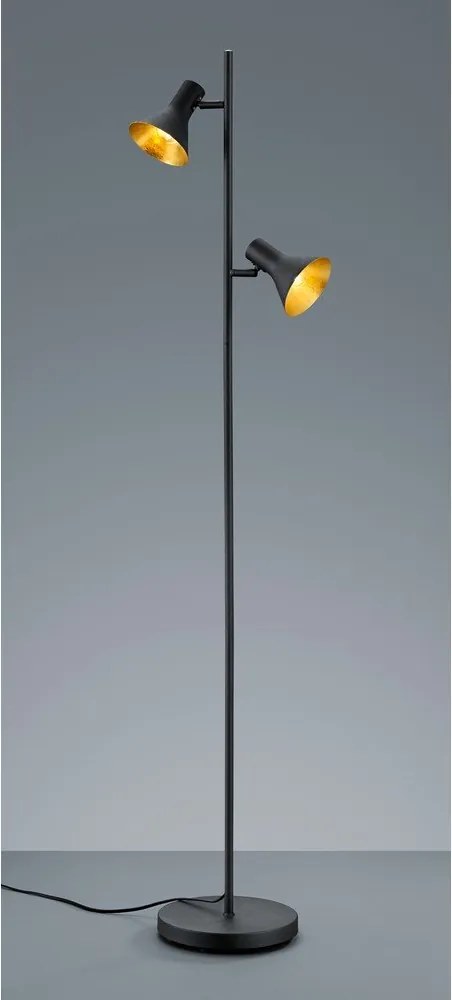 Черна подова лампа с метален абажур (височина 144 cm) Nina – Reality