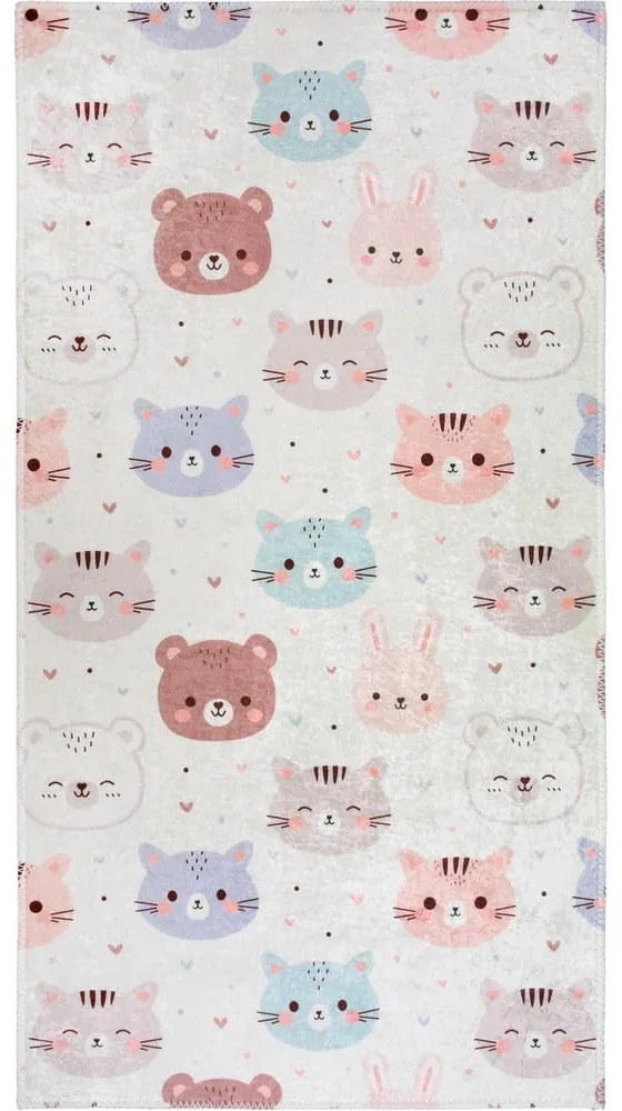Детски килим подходящ за пране в цвят слонова кост 60x100 cm Cute Animals – Vitaus